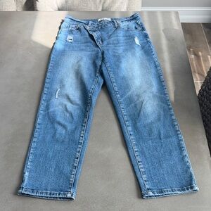 Women's asymmetrical button front Cropped Jeans